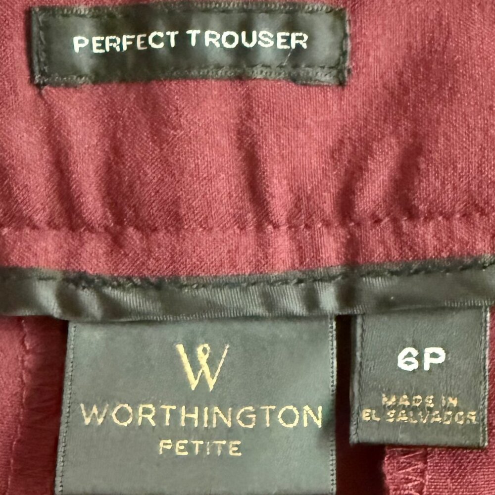 Worthington Perfect Trouser Burgundy Pants Size 6P - Picture 9 of 10